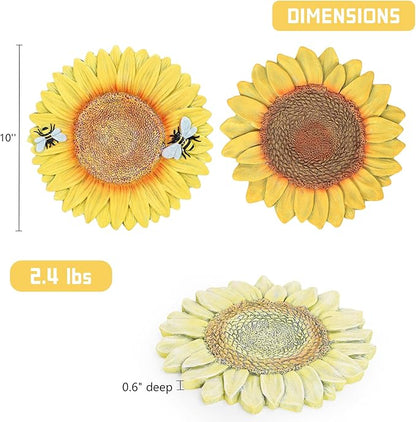 3 Pack Sunflower Cement Stepping Stone for Garden & Patio – 10 Inch Hand-Painted Outdoor/Indoor Decorative Paver, Durable & Weather-Resistant Yard Art, Vibrant Yellow Design
