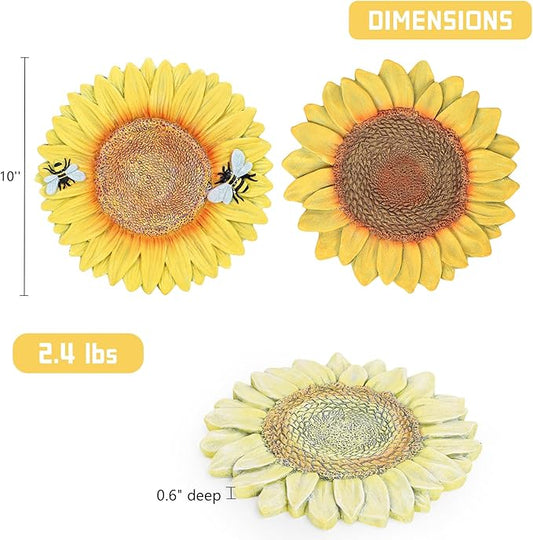 3 Pack Sunflower Cement Stepping Stone for Garden & Patio – 10 Inch Hand-Painted Outdoor/Indoor Decorative Paver, Durable & Weather-Resistant Yard Art, Vibrant Yellow Design