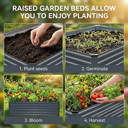 6x3x2FT Galvanized Raised Garden Bed, Outdoor Metal Raised Planter Box for Vegetables, Elevated Rust-Resistant Rectangle Gardening Container Kit with Reinforced Panels for Backyard, Patio(Grey)