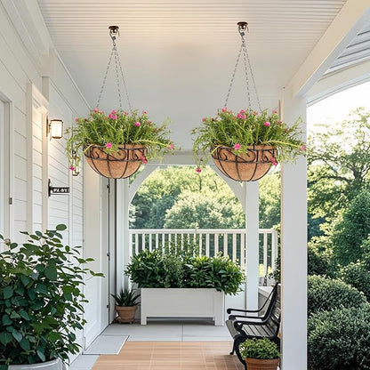 2 Pack 12 inch Metal Hanging Baskets for Plants Outdoor, Hanging Planters Basket with Coco Liners, Hanging Baskets Flower Pots for Garden, Patio, Deck, Porch Plants
