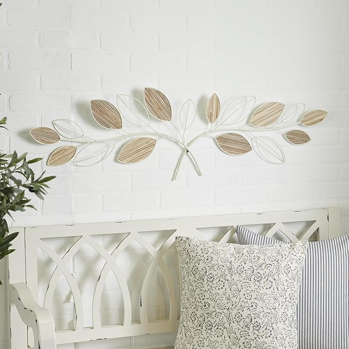 Deco 79 Metal Leaf Home Wall Decor Wall Sculpture, Wall Art 43" x 1" x 13", Brown
