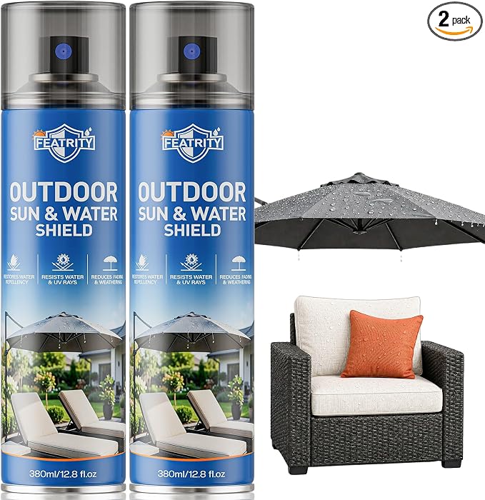Outdoor Fabric Protector Spray: Heavy Duty Water-Repellent & UV Resistant for Patio Decor Cushions Upholstery Furniture Umbrellas - Invisible Sun and Water Shield, 25.6oz（2pcs）