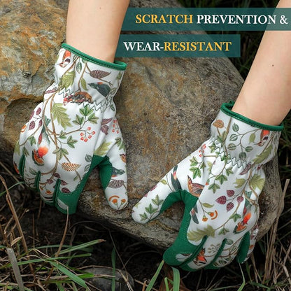 Trifabricy Gardening Gloves for Women, Breathable Leather Garden Gloves with Grip, Thorn-Proof Puncture-Resistant Work Gloves