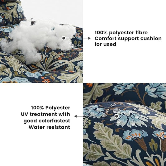 ARTPLAN Seat/Back Outdoor Chair Cushion,Set of 4 Patio Chair Cushion with Tie,Tufted Replacement for Patio Furniture,40x20x4 Inches,4 Count,Floral