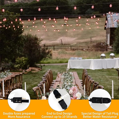 40FT LED Outdoor String Lights Waterproof, G40 LED Globe Outdoor Lights for Patio with 27 Edison Vintage Shatterproof Bulbs, Connectable Backyard Lights for Garden, Bistro, Porch, Cafe