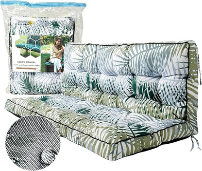 Replacement Cushions for Swing, Swing Cushions 3 Seater Replacement, Waterproof Thicken Washable Pad Cushion for Outdoor Indoor Furniture Swing Patio (Bamboo Leaf, 40x70 inch)