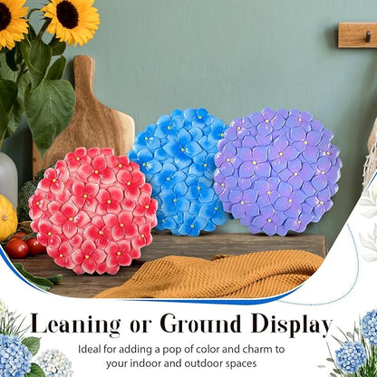 Cinnvoice 3 Pack Garden Stepping Stone Outdoor, Decorative Dimensional Resin Stepping Stones for Patio Pathway Landscaping Walkway Sculpture Yard Backyard Lawn(Hydrangea,10 Inches)