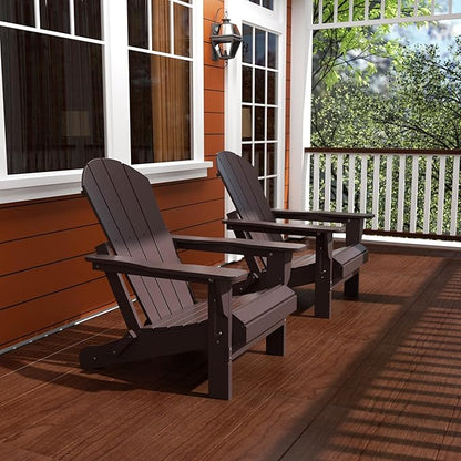 Westin Outdoors Laguna WO Home Furniture Adirondack Chair 2 PCS Set Outdoor Folding Patio Chair for Bon Fire Pit Garden Lawn Backyard Lounging Relaxing (Dark Brown)