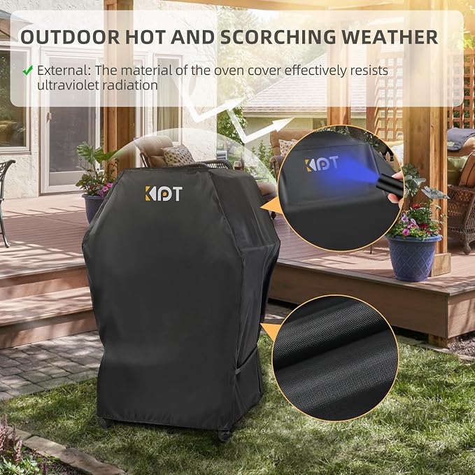 KPT 30 Inch Grill Cover for Outdoor Grill - Heavy Duty Waterproof 420D BBQ Cover with Hook, Air Vent, Buckle - Gas Grill Cover, UV & Fade Resistant, BBQ Grill Cover for Weber, Nexgrill, Char Broil