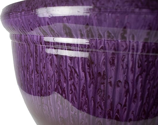 The HC Companies Pizzazz Decorative Round Flower Pots w/Ceramic Look - UV-Resistant Decorative Pot for Outdoor & Indoor Plant Pots - Modern Planter for Flower, Herbs (20” Purple Violet, Pack of 1)