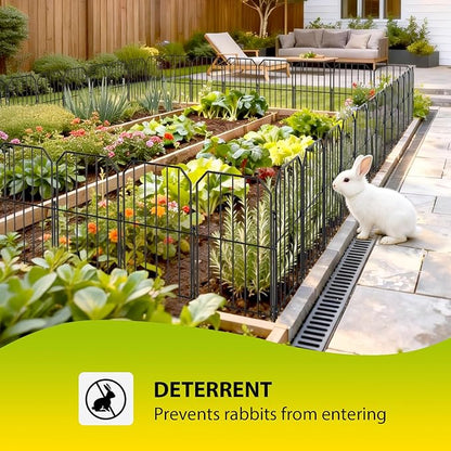 VANCASTLE Decorative Garden Fence, Toatal 10FT(L) x 24IN(H) Outdoor Metal No Dig Fence Animal Barrier, Rustproof No-Tool Assembly Landscape Edging for Yard, Lawn, Patio, Flower Bed-10 Panels Design A