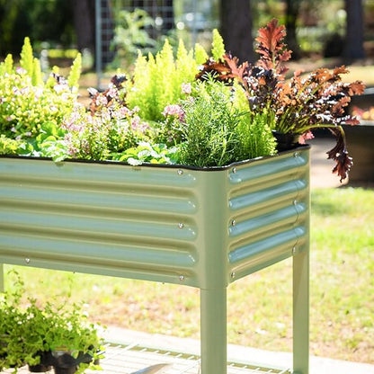 Rolling Elevated Raised Garden Bed-V Series, 2' x 6' Garden Beds with Legs & Storage Rack for Patio & Porch, 1000 Lbs Weight Capacity, Outdoor Planter Box for Vegetables Flower Herbs, Olive Green