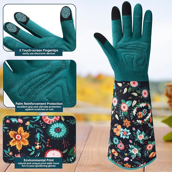 Trifabricy Gardening Gloves for Women - Long Garden Gloves with Grip Breathable, Thorn-Proof Puncture-Resistant Work Gloves