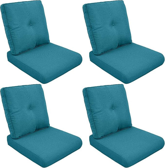 Patio Cushions for Outdoor Furniture - 22" x 25" x 4" UV Resistant Thick Foam Cushions Water Resistant Replacement Cushion for Outdoor Patio Furniture Chair/Sofa/Couch | Peacock Green | 4-Pack |