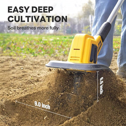 Alloyman 20V Cordless Tiller Cultivator, 360RPM Electric Garden Tiller, with 2 * 4.0Ah Batteries & Charger, 9In Tilling Width and 6.6In Depth Garden Rototiller for Lawn/Gardening/Soil Cultivation