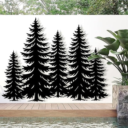 Metal Pine Tree Wall Art - Nature Decor, Wall Hanging for Christmas, Nature Lover Gift - 30"W x 23"H / 75 x 59 cm