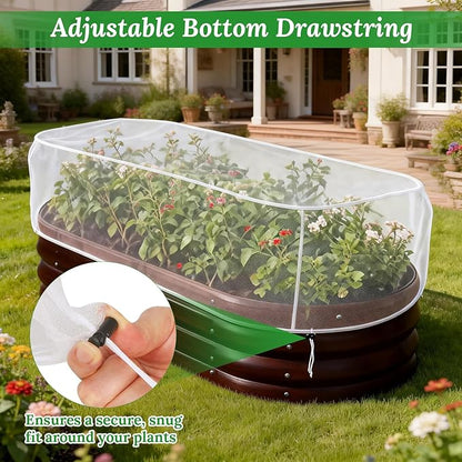 2 Pack Garden Netting for Raised Beds, 4.3x2FT Durable Ultra Fine Mesh Plant Covers with Drawstring to Keep Small Animals Pest Out,Raised Bed Bird Barrier Screen for Protecting Fruits Vegetables Crops