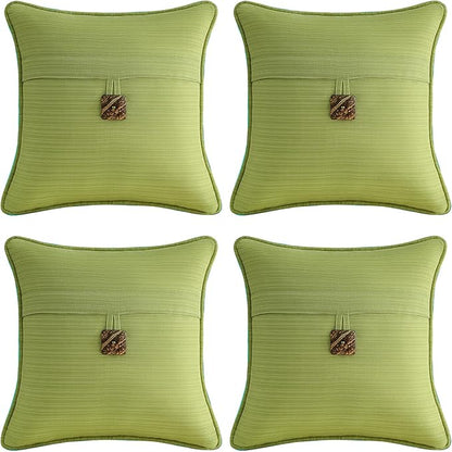 Outdoor DecorativePillows with Coconut Button Pack of 4, 18" x 18" Outdoor Pillow Set for Couch Bed Throw Patio Sofa, Chartreuse
