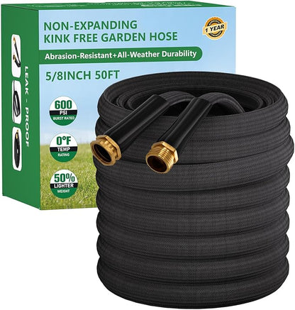 Garden Hose 50FT, Non-Expanding Water Hose Ultra Lightweight, Kink-Free, Burst-Resistant, Lead-Free, Flexible & Durable High-Pressure Hose for Yard, Lawn, Outdoor, Car Washing