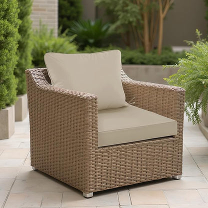 22"x22" Outdoor Cushion for Patio Furniture – Water-Repellent & Fade-Resistant Patio Chair Cushion for Garden, Deck, or Porch – Cream