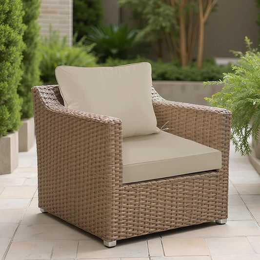 22"x22" Outdoor Cushion for Patio Furniture – Water-Repellent & Fade-Resistant Patio Chair Cushion for Garden, Deck, or Porch – Cream