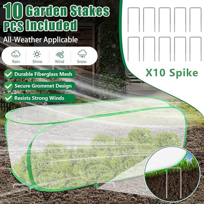 2PCS Garden Netting Covers for Raised Beds, 3.9 X 2FT Garden Raised Bed Cover with 10 Stakes, Plant Netting for Garden Protection, Insect Bird Pest Barrier for Vegetables Fruits Flowers Crops
