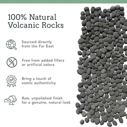 Black Lava Rocks & Fire Glass for Fire Pit - 1/2 to 1 inch 20 lbs - Gas Fireplace Rocks - Decorative Lava Stone Volcanic Rock for Outdoor & Indoor Gas Fireplace