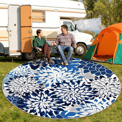 ZonLi Colorful Outdoor Rug 6x6Ft Waterproof Multicolored Indoor Area Rug Washable Outdoor Patio Rugs Tropical Floral Non Slip Outdoor Carpet for Living Room, Pool,Backyard,Deck,Camping