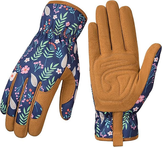 Pleneal Gardening Gloves for Women - Leather Garden Gloves Thorn Proof, Outdoor Protective Working Gloves