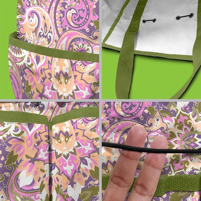 Paisley Garden Tool Bag - Waterproof Garden Tote with 8 Pockets, Large Storage Home Organizer Gardening Tool Oxford Bag for Garden Tools Kits Holder, Ideal Outdoor Gardening Gift for Women & Men