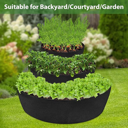 Wenfan 3 Tiered Strawberry Planter Non-Woven Fabric Raised Garden Bed Stackable Strawberry Planter Bag Felt Raised Container for Growing Vegetables Herb Plant, 8 Inch Deep, Round