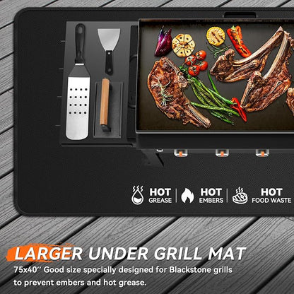 75x40 inches Large Under Grill Mats for Blackstone, Double-Sided Fireproof Outdoor Grill Protective Mat, Oilproof Waterproof BBQ Fire Pit Fireplace Mat