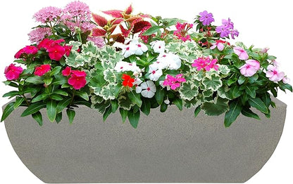 31.5" Wide Planter | Eco-Friendly Large Planter for Indoor or Outdoor Deck/Porch | Durable All-Weather Use Modern Pot for Shrubs, Flowers, Plants - Stone Granite