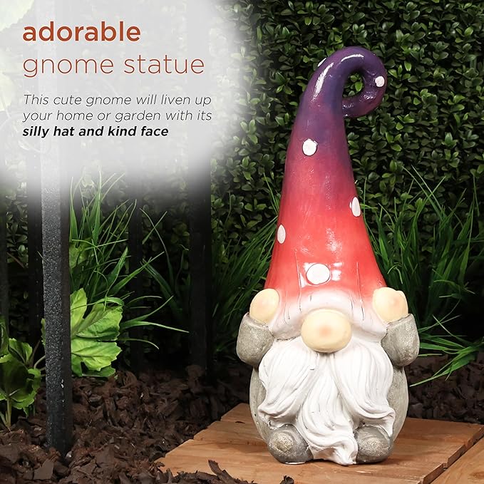 Alpine Corporation QWR1460 Hear No Evil Gnome Statue, Whimsical Décor for Patio & Garden, 18" H, Purple