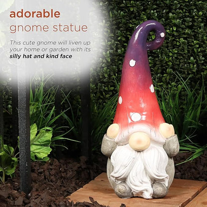 Alpine Corporation QWR1460 Hear No Evil Gnome Statue, Whimsical Décor for Patio & Garden, 18" H, Purple