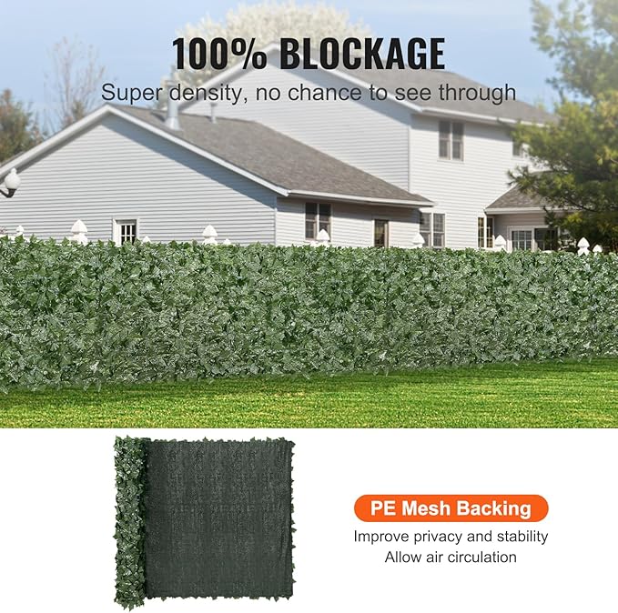 VEVOR Artificial Ivy Privacy Fence Screen, 59 x 118 in Faux Ivy Vine Leaf Hedges Fence, Greenery Privacy Fence with Mesh Cloth Backing, Green Wall Decoration for Outdoor Garden, Yard, Balcony
