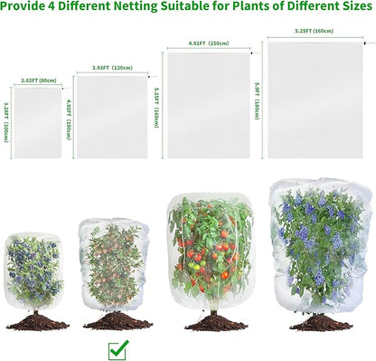 afzdby Garden Mesh Netting with Drawstring,Plants Cover Protection from Anti Birds,Bugs,Cicadas,and Insects-Pest Barrier Bag for Blueberry Bushes,Citrus,Tomatoes,Vegetables,Fruit Tree and Orange