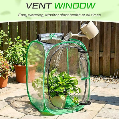 2 Pack Pop up Plant Enclosure Cover Foldable Clear PVC Mini Greenhouse for Freeze Protection with Zipper Door 24 x 24 x 36 Inch Garden Plant Cover Protect Fruit Vegetable Fruit from Bird Pest