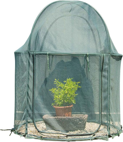 Round 4'x4' Large Plant Mesh Cover 4.9FT Tall Crop Netting Cage Pest Guard Cover for Vegetables Fruits Durable Plant Gardening Net