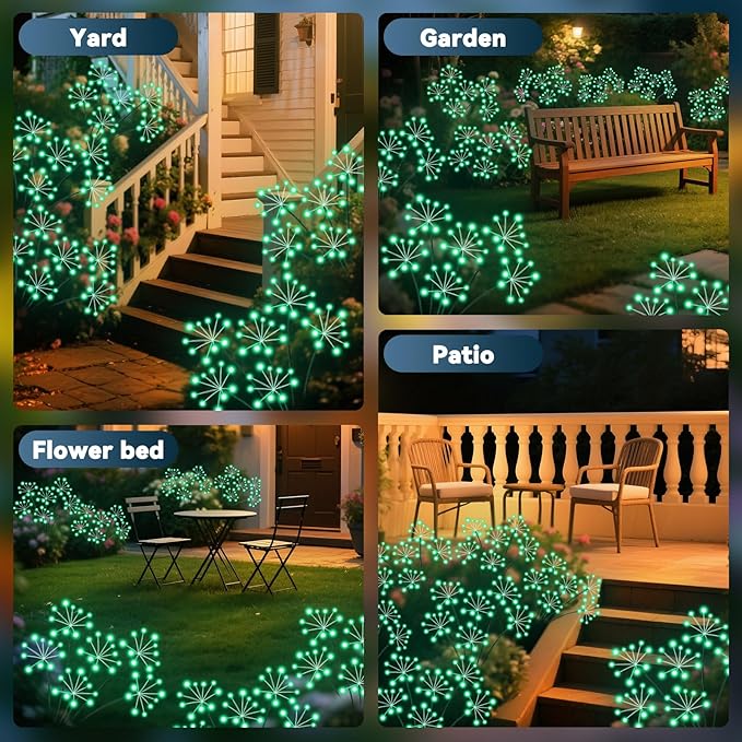 Slyuexu Solar Garden Lights 2 Pack Waterproof Swaying Starburst Light Solar Outdoor Lights for Yard Patio Walkway Pathway Party Wedding Decoration, Unique Gifts for Women, Green