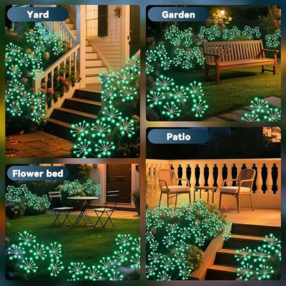 Slyuexu Solar Garden Lights 2 Pack Waterproof Swaying Starburst Light Solar Outdoor Lights for Yard Patio Walkway Pathway Party Wedding Decoration, Unique Gifts for Women, Green