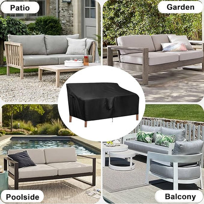 OutdoorLines Outdoor Waterproof Patio Loveseat Couch Cover - UV Resistant Patio Sofa Furniture Covers Weatherproof Heavy Duty Glider Covers for Outdoor Furniture, 58Wx32.5Dx31H Inches, Black