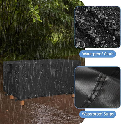 Outdoor Bench Cover, 48inch Waterproof Backless Bench Cover Rectangle for Patio Teak Bench Farmhouse, Black-48"L x 20"W x 18"H