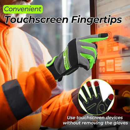 HANDLANDY Work Gloves for Men & Women, Utility Mechanic Working Gloves Touch Screen, Flexible Gardening Gloves for Yard
