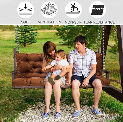 Replacement Cushions for Swing, Swing Cushions 3 Seater Replacement, Waterproof Thicken Washable Pad Cushion for Outdoor Indoor Furniture Swing Patio (Curry, 40x47 inch)