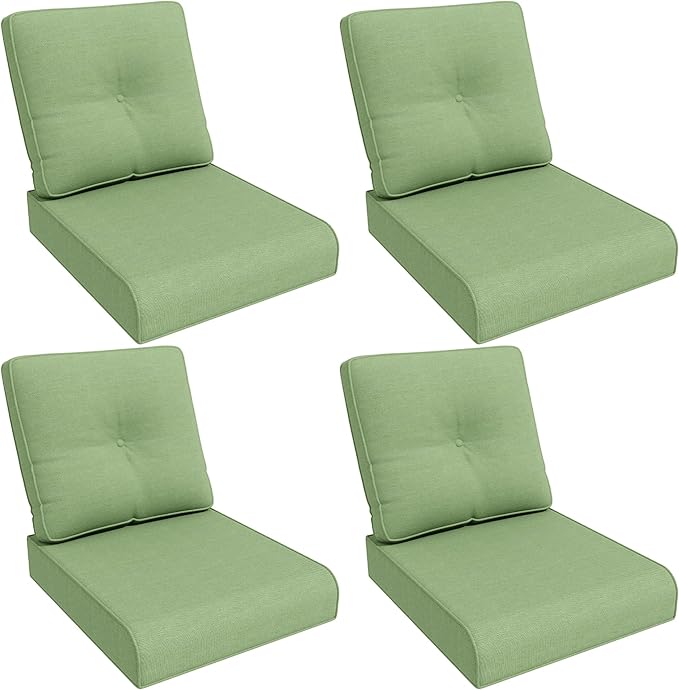 Outdoor Chair Cushions Set for Patio Furniture, 22x25/22x24 Inch, Waterproof & Fade Resistant Patio Chair Cushions, Thick Patio Furniture Cushion for Chair, Sofa, and Couch (Green, 4 Set)