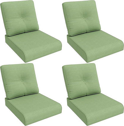 Outdoor Chair Cushions Set for Patio Furniture, 22x25/22x24 Inch, Waterproof & Fade Resistant Patio Chair Cushions, Thick Patio Furniture Cushion for Chair, Sofa, and Couch (Green, 4 Set)