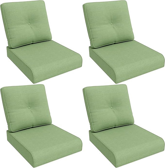 Outdoor Chair Cushions Set for Patio Furniture, 22x25/22x24 Inch, Waterproof & Fade Resistant Patio Chair Cushions, Thick Patio Furniture Cushion for Chair, Sofa, and Couch (Green, 4 Set)