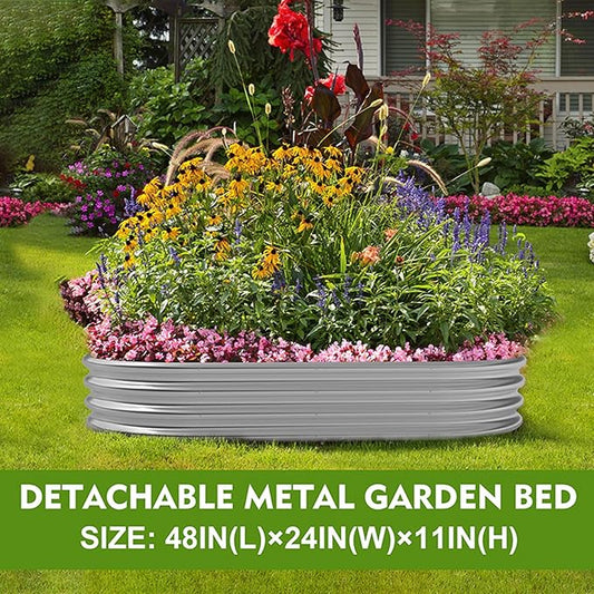 2-Pack Metal Raised Garden Bed, 4x2x1ft Galvanized Planter Box for Outdoor Vegetables & Flowers, Corrosion-Resistant Raised Garden Beds Outdoor with Open-Bottom Design, Lead-Free Herb Garden Planter