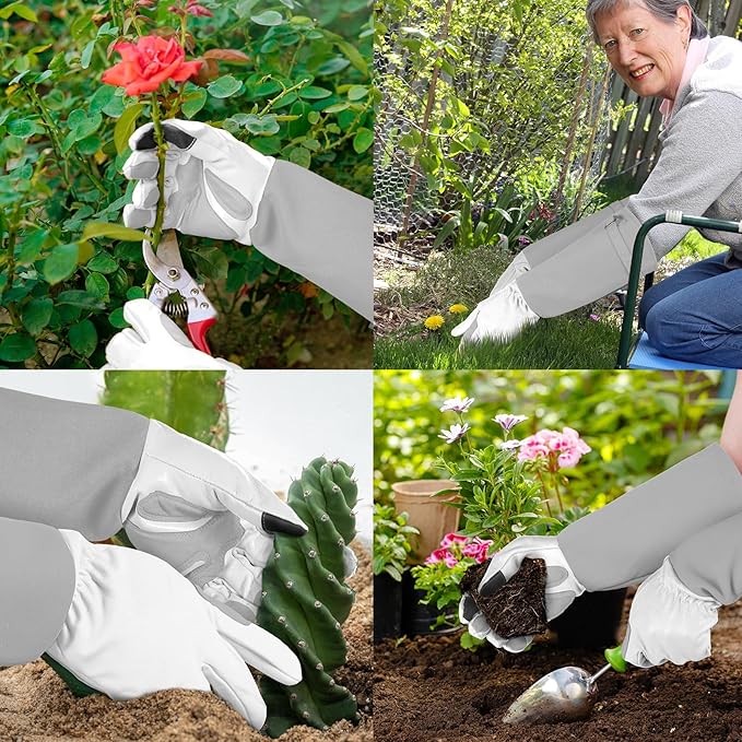 Long-Gardening-Gloves for Women/Men - Thorn Proof Rose Pruning Gloves Heavy Duty Gauntlet, Best Garden Gifts for Gardener-L